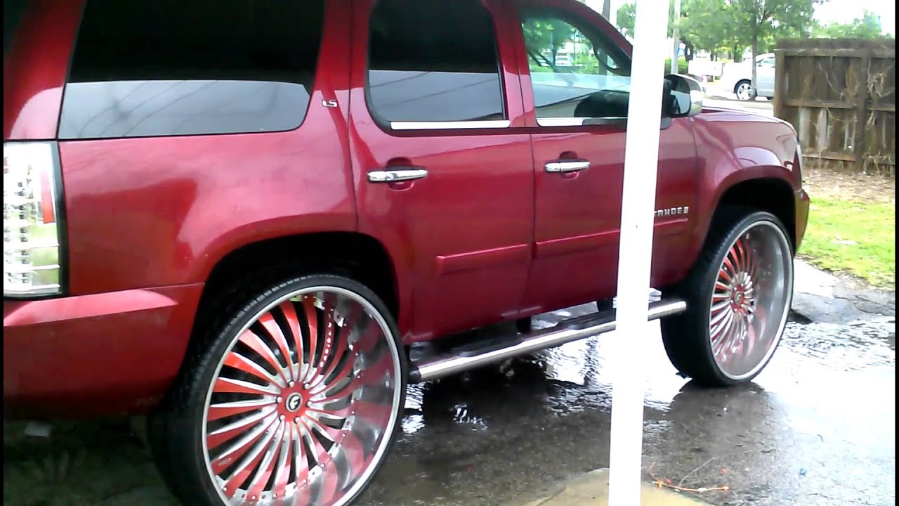 Candy red Chevy Tahoe on 32s YouTube