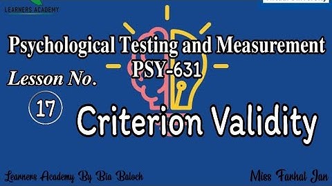 Psychological Testing and Measurement (PSY-631)VU [URDU] | Lecture No. 17 | Learners Academy By Bia