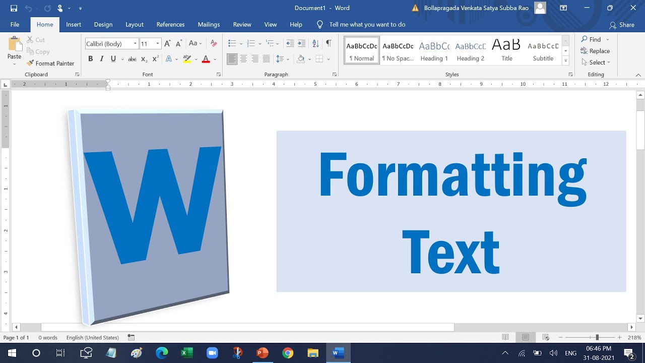 Ms Word in telugu  - Formatting Text