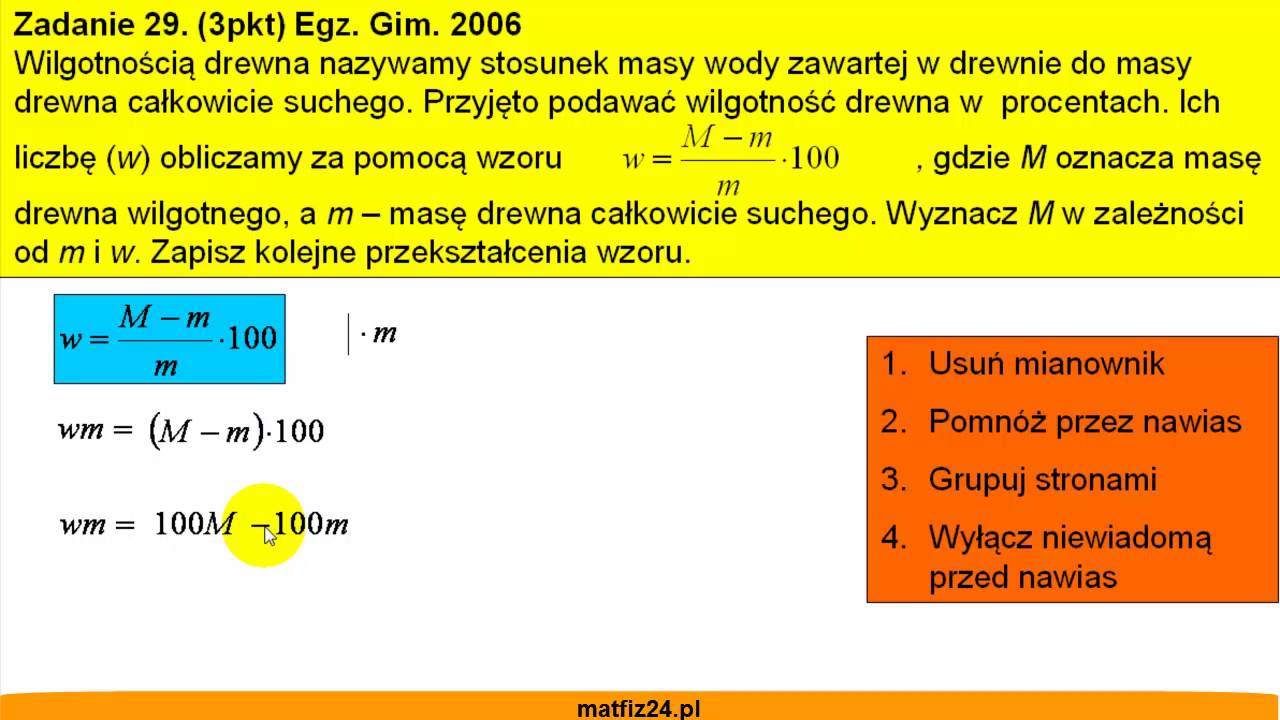 Sprawdzian Całoroczny Z Matematyki Klasa 6 2006 Egzamin gimnazjalny z matematyki 2006 - zad 29 - Matfiz24.pl - YouTube