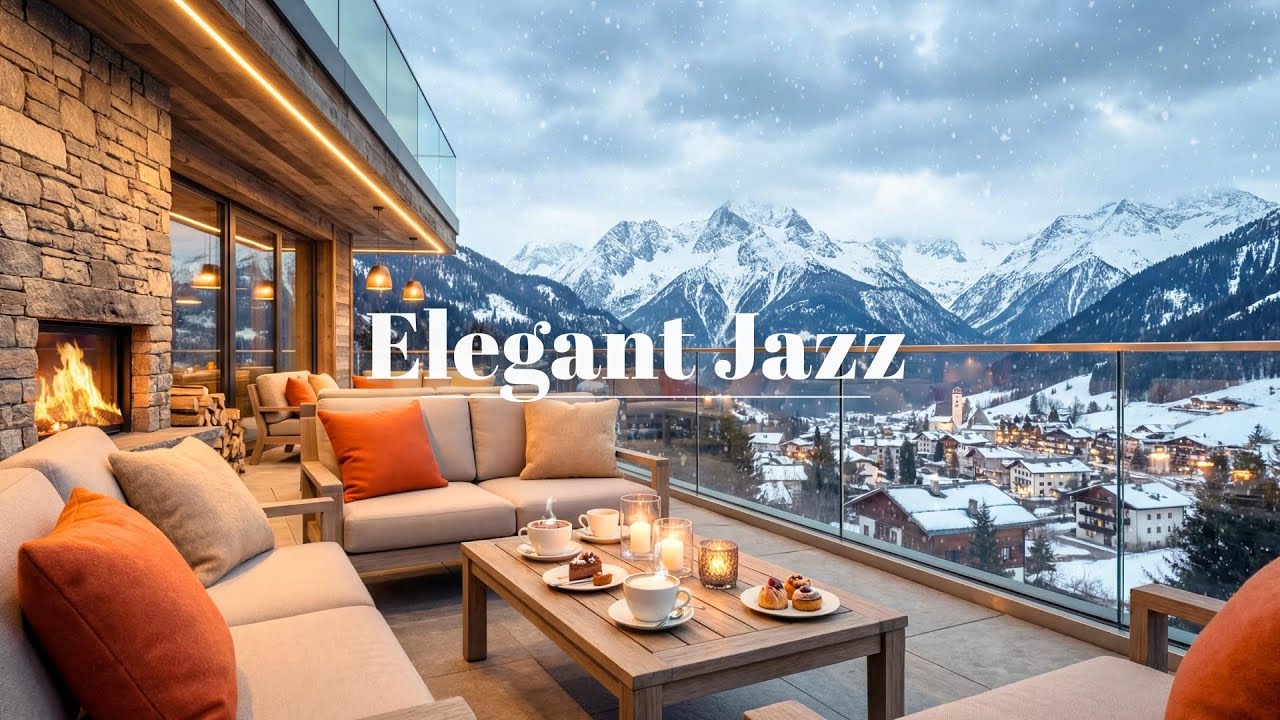 ❄️ Cozy Snowy Cabin by the Lake 🔥 Relaxing Jazz Piano Music