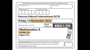 IGCSE Mathematics November 2023 - 4MA1/2H