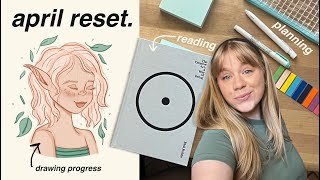 monthly reset 🌷 plan with me, habit check in, books/recent reads, and 90 days of drawing progress