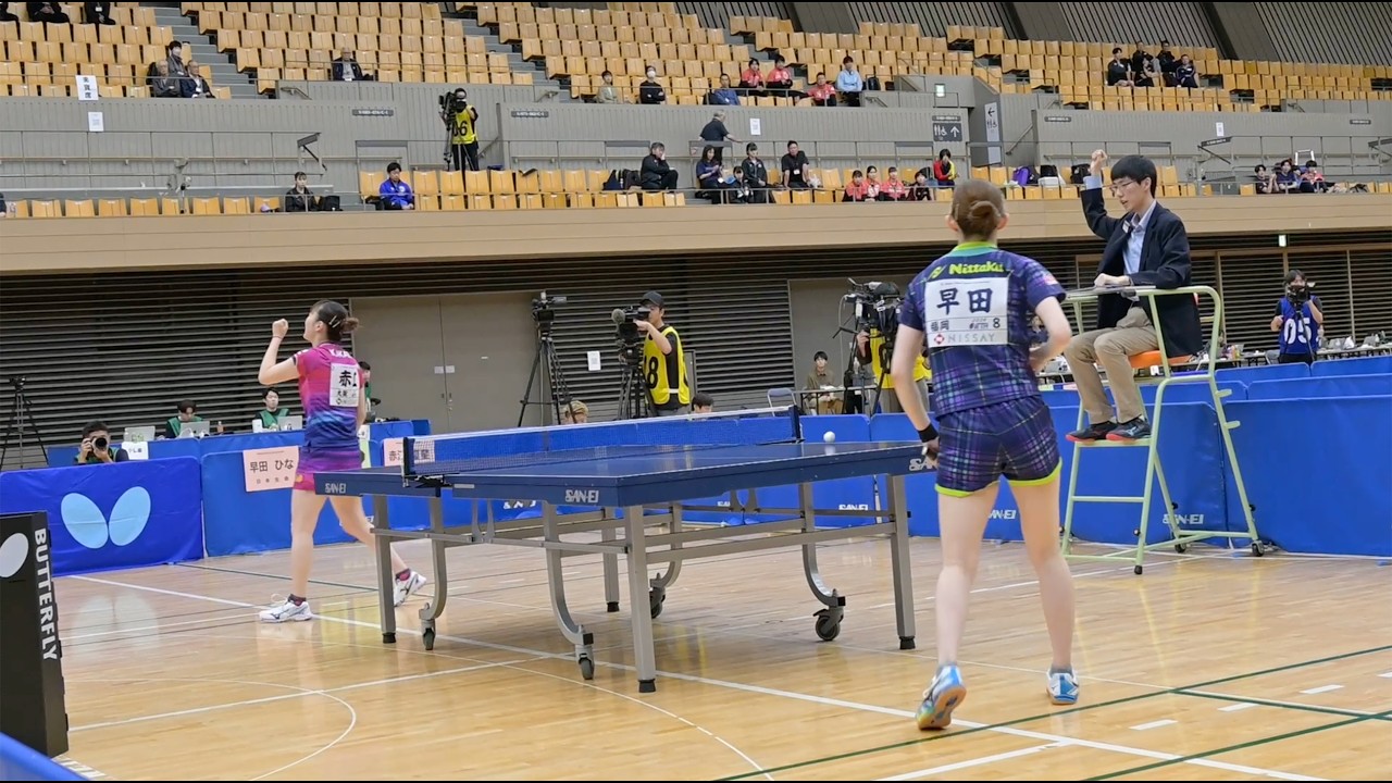 勝利の瞬間】女子準決勝 赤江夏星が早田ひなをストレートで撃破