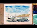 Acuarela de Nubes Cielos y Barcos | Watercolor Acuarelas