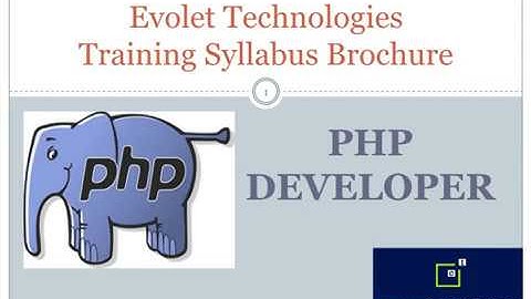 PHP Developer Training Syllabus by Evolet Technologies, Bangalore and Coimbatore, India