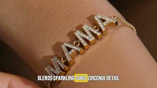 Adjustable MOM Letter Charm Bracelet - Cubic Zirconia Chain Bracelet for Women, Stylish Mother's Day
