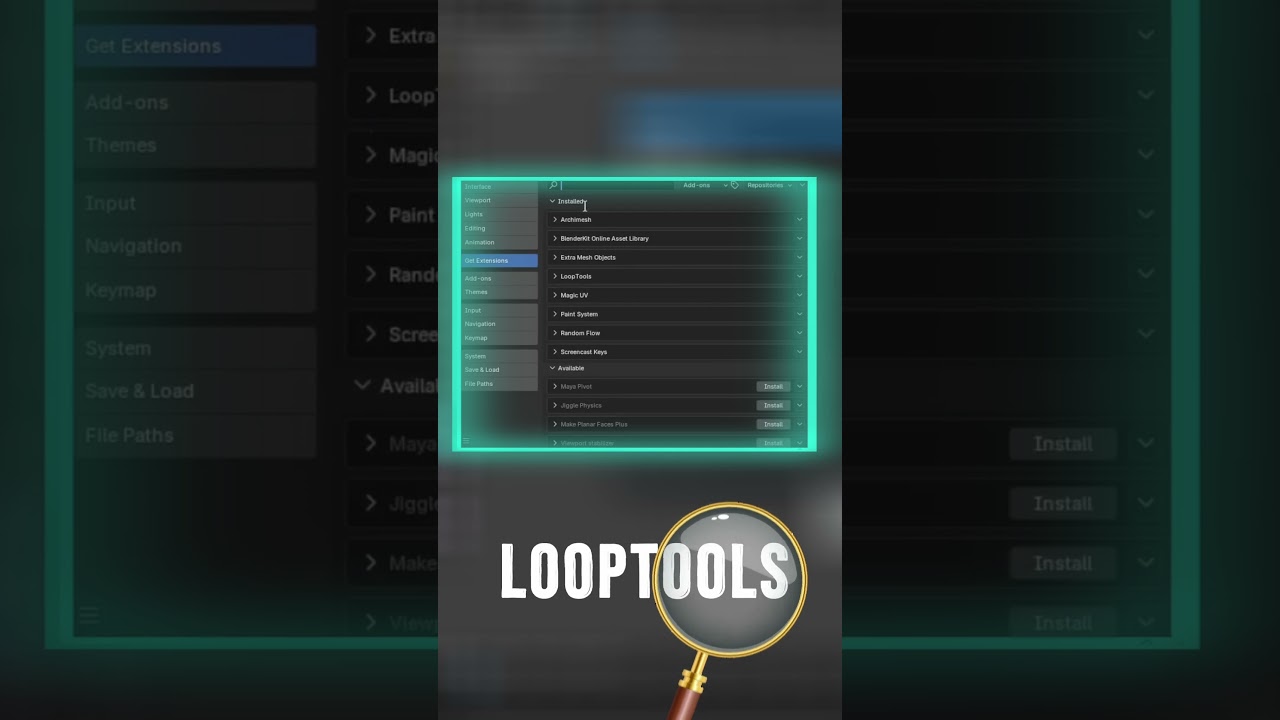 تفعيل Loop Tools في Blender
