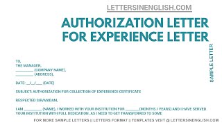 Authorisation Letter to Collect Experience Certificate - Authorization Letter Sample Format