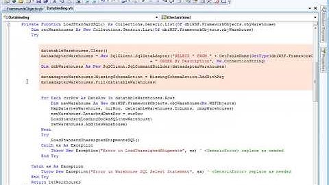 Warehouse Scheduling Framework Data Binding - Custom Types