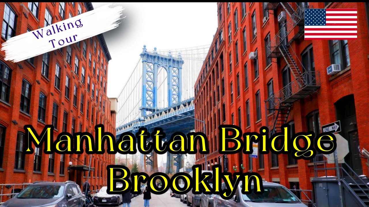 🇺🇸 🗽Amazing Tourist Walk of Manhattan Bridge, Brooklyn, NYC 🍎