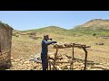 Real nomadic life; building a wooden canopy to keep water cool