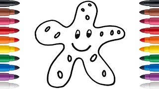 How to draw and color a starfish (sea star)