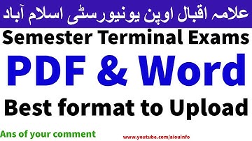 PDF or word Semester Terminal Exams (STE) which is the best | AIOU INFO