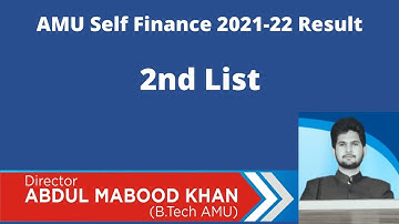 AMU Self Finance 2nd List 2021-22 | AMU SFS 2nd List 2021-22 | AMU Self Finance Result 2021-22