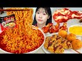 ASMR MUKBANG رامين حراق فاير نودلز هوت دوج تشيز كروكيت دجاج متبل 