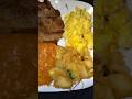 😋steak eggs with cheese grits and fried potatoes😋#good #fyp #shorts don't own right to this song