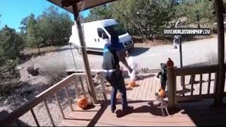 He Big Mad: Amazon Worker Loses His Cool After Tripping Over A Pumpkin During A Delivery!