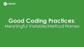 Good Coding Practices: Meaningful Variable/Method Names