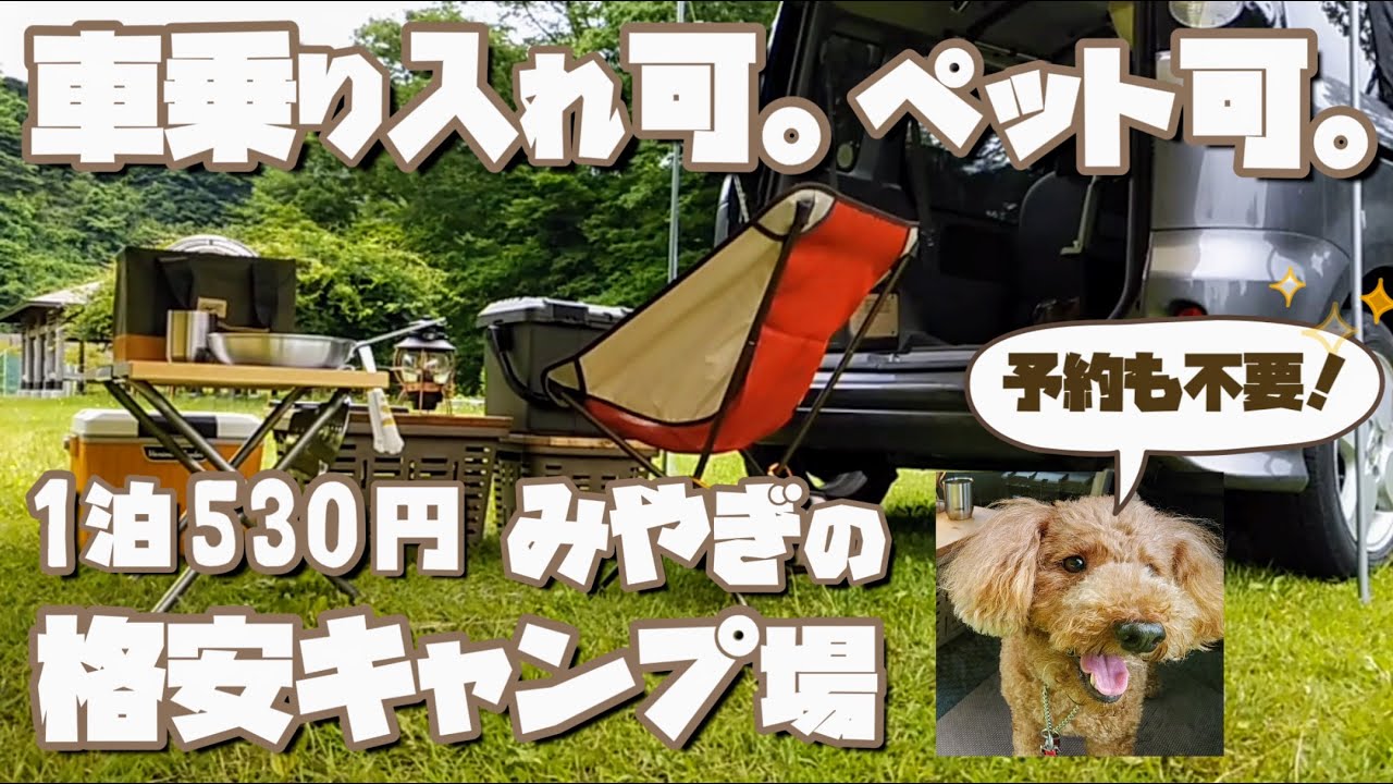 【宮城県の格安キャンプ場】車乗り入れ可・ペット可・予約不要の穴場キャンプ場　トイプードルむぎとデイキャンで紹介