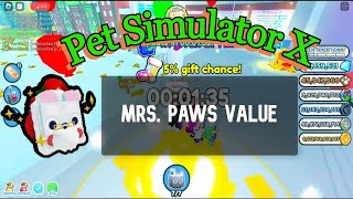 Mrs  Paws Value in Pet Simulator X | Roblox Pet Sim X  Christmas 2022 Update Value List