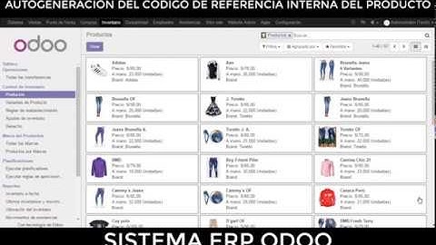 Sistema ERP Odoo - Autogeneración del código de referencia interna de un producto