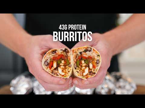 FAST Chicken Fajita Burrito Meal Prep | 43g Protein EACH