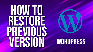 How To Restore Previous Version Of Page WordPress Tutorial