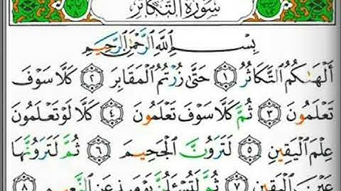 سورة التكاثر بصوت القارئ الأستاذ محيي الدين أبو العلا