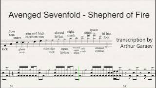 Avenged Sevenfold - Shepherd Of Fire - Drum transcription, sheet music