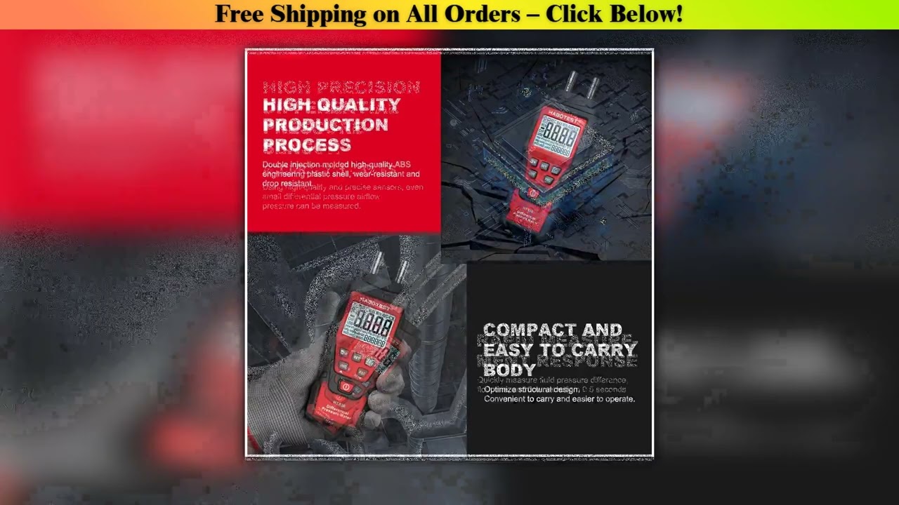 HT636 Manometer Digital Surface Pressure Difference Measure Wind Air Pressure Differential