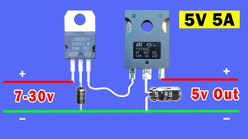How to make 5 volt power supply using LM7805 with TIP3055, Can 5 Volt 5 Ampere