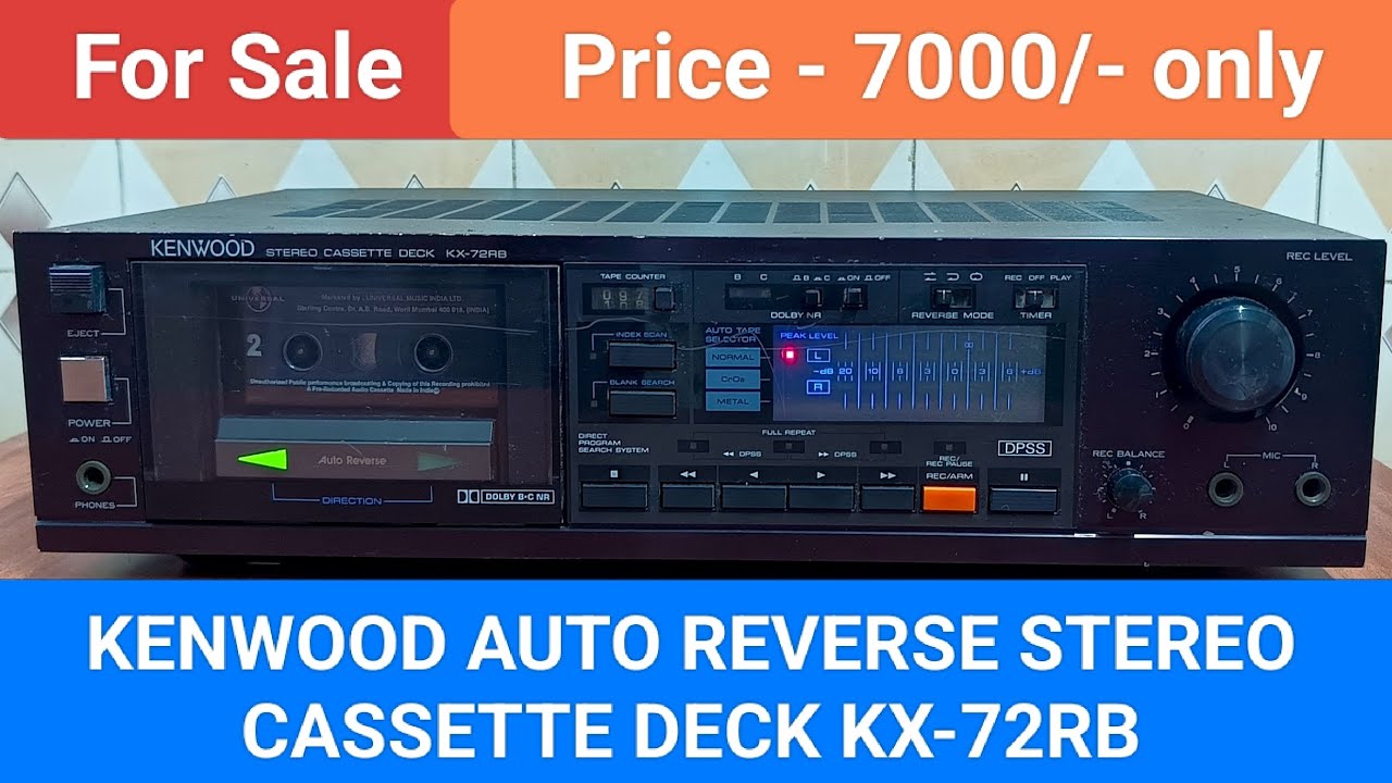 KENWOOD AUTO REVERSE STEREO CASSETTE DECK KX-72RB Nice Sound Quality Contact number - 8750424840