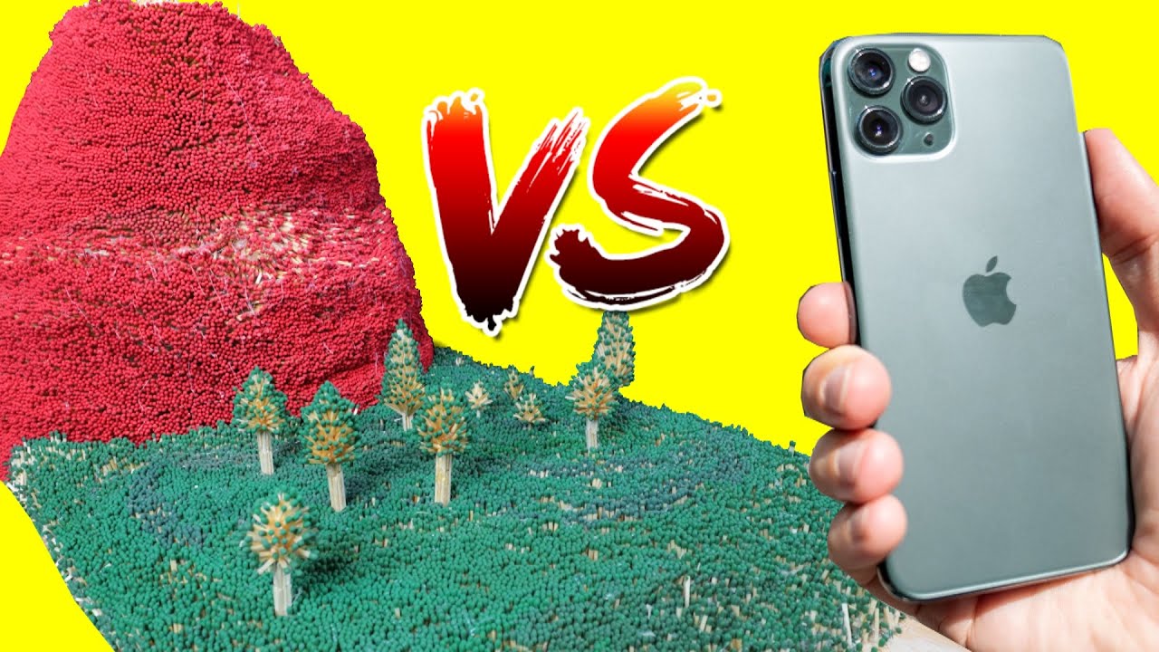 iPhone 11 Pro vs 150,000 Match Volcano -  VOLCANO ERUPTION