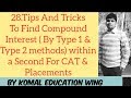 28. Tricks To Find Compound Interest Within a Second || Type 1 & 2 Methods || For CAT & Placements