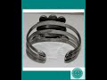 Early Taxco Mexico Pre-Eagle Sterling Silver & Onyx Cuff Bracelet