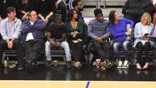 Kevin Hart and fiance Eniko seem to be having more fun then Beyonce and Jay at Clippers Game