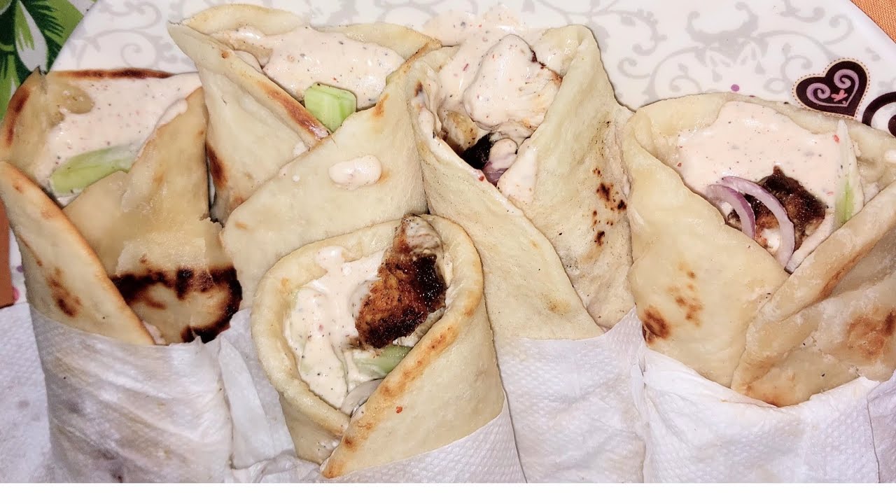 চিকেন শর্মা l chicken Shawarma l homemade Pita bread l homemade