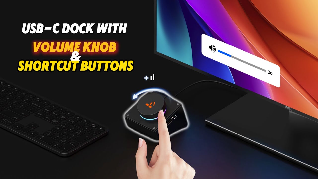 TobenONE 10-in-1 USB-C Dock with Shortcut Keys & 4K HDMI & Volume Knob