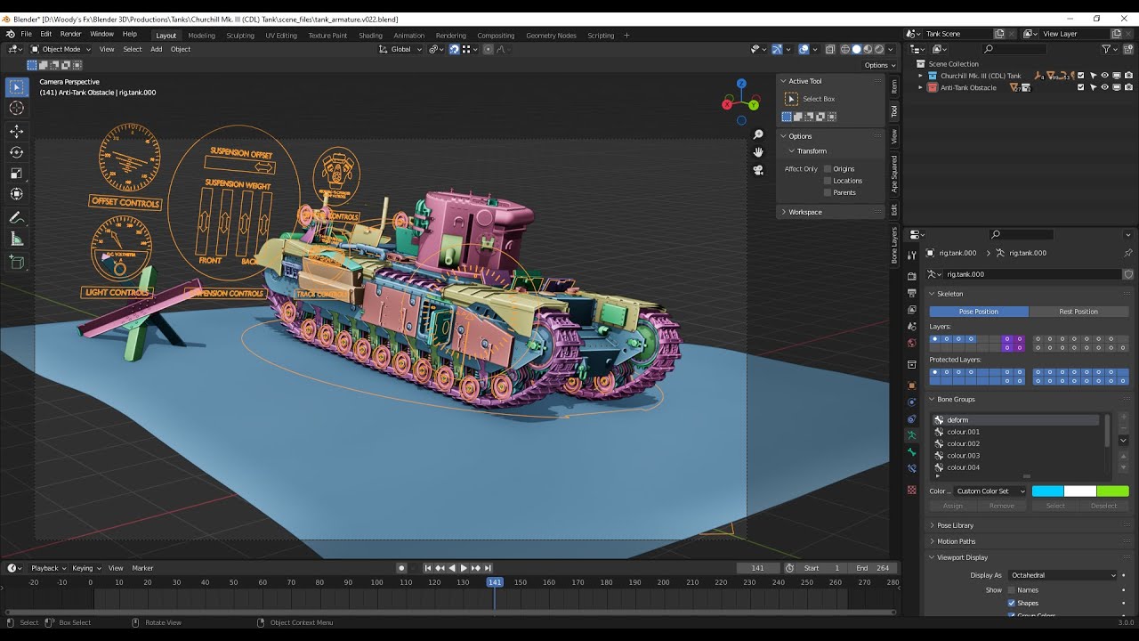 Blender Rigging ~ Churchill Tank (Canal Defense Light) - YouTube