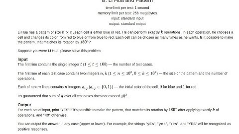 B. Li Hua and Pattern || Codeforces Round 864 (Div. 2) || Easy Editorial