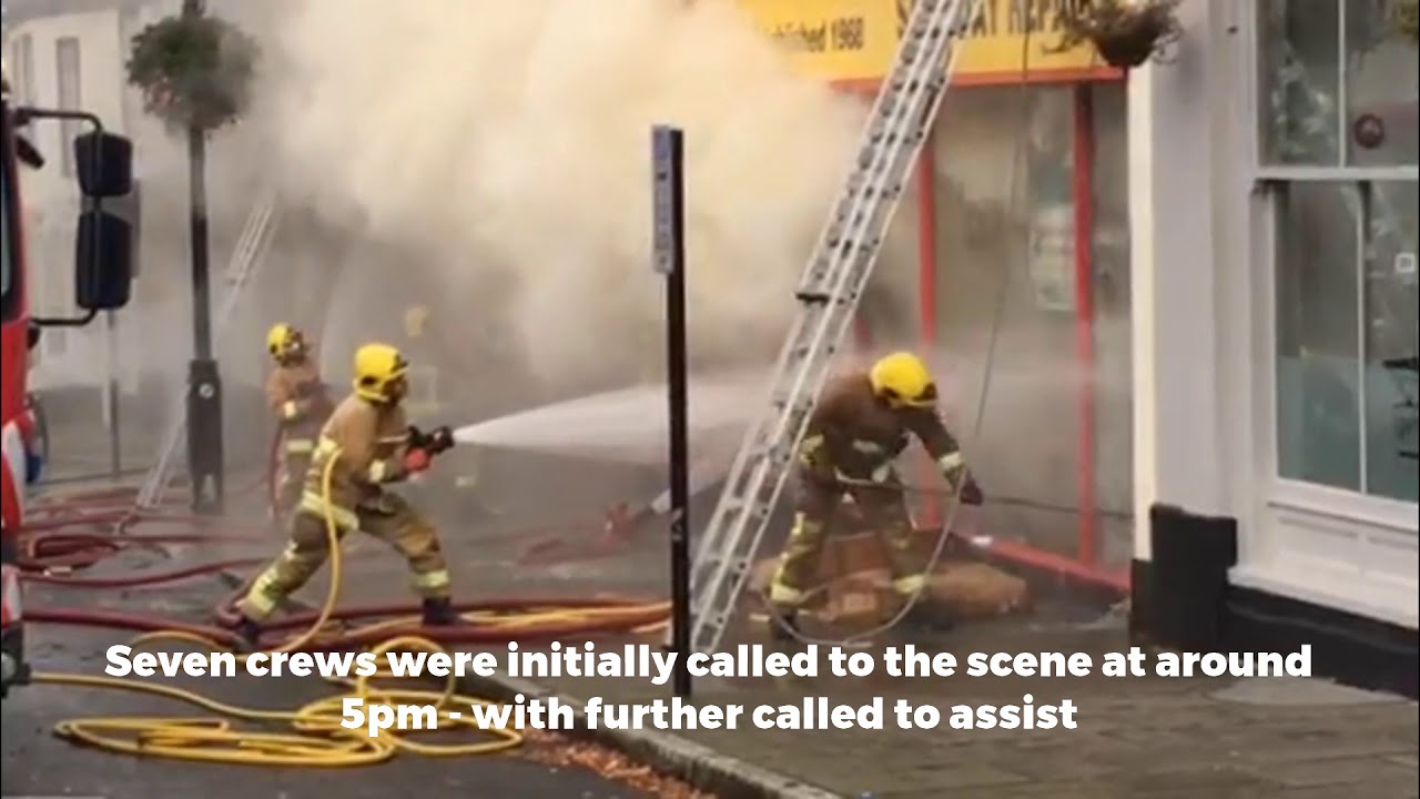 Firefighters at the scene of a large blaze in Angel Hill, Bury St ...