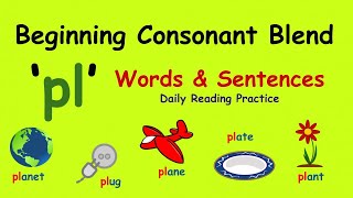pl blend | pl Words and Sentences | Phonics Beginning Blends - pl
