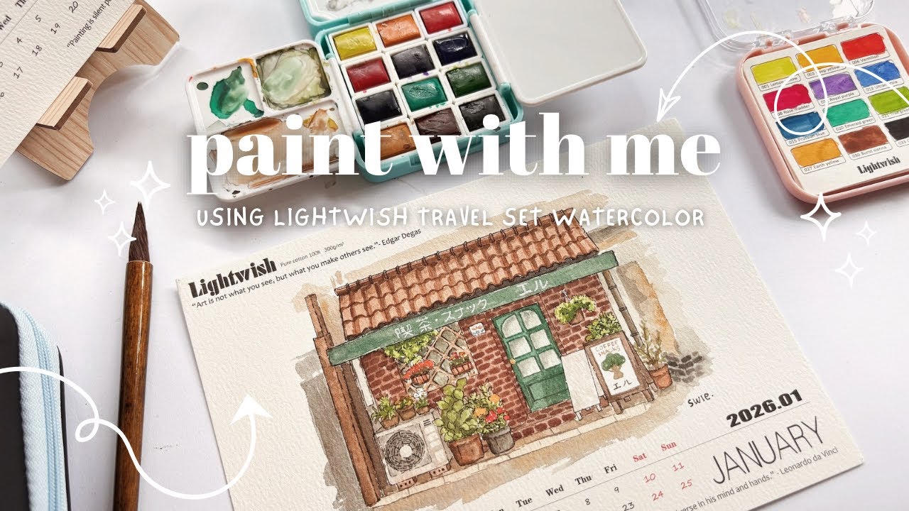 Paint With Me ✮⋆˙ Trying out Lightwish Travel Set Watercolor + Calendar Watercolor Paper