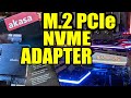 Akasa PCIe adapter that will take two M.2 NVME cards. I used Samsung 970Pro