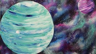 Nebula and Planets Step by Step Acrylic Painting on Canvas for Beginners