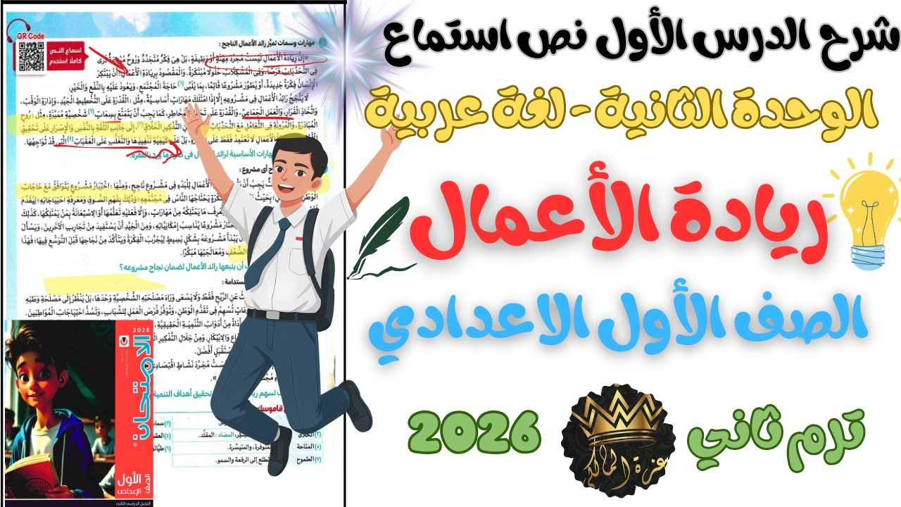 شرح درس ريادة الأعمال الدرس الأول من الوحدة الثانية | للصف الأول الاعدادي ترم ثاني 2026