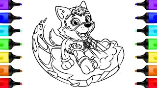Coloring Everest Paw Patrol Coloring Pages Paw Patrol Mighty Pups Coloring Book Art