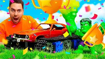 ¡Coche de orugas para HULK! Coches de juguete para Superhéroes