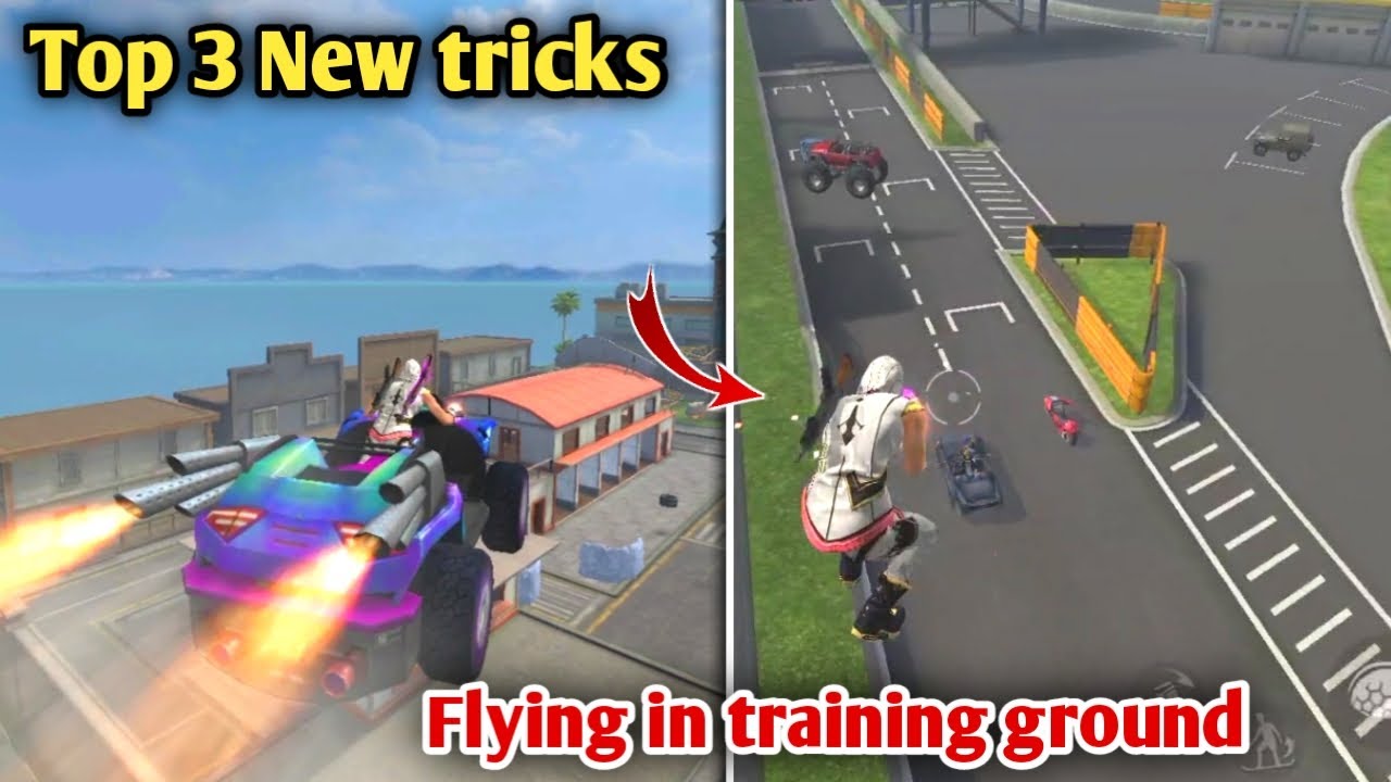 Top 3 New Tricks in training mode / flying in training ground - garena free fire